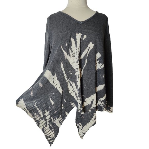 Young Fabulous & Broke Tie Dye Long Sleeve Top Gray White Festival Shibori Artsy - Picture 2 of 8